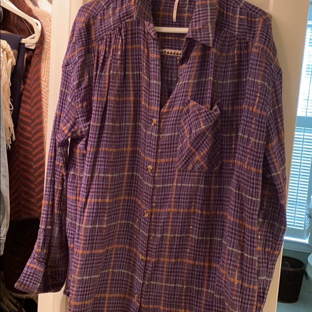 Free people long sleeve button down blouse
